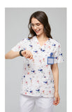 Hand Washing Suit Polyester Cotton Printed Pet Doctor Nurse Work Uniforms