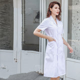 White Coat Long Sleeve Doctor Female Nurse Dress Short Sleeve Lab Coat