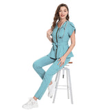 Workwear Short Sleeve Uniform Doctor Hand Washing Suit V-neck Slim Fit Nurses' Uniform